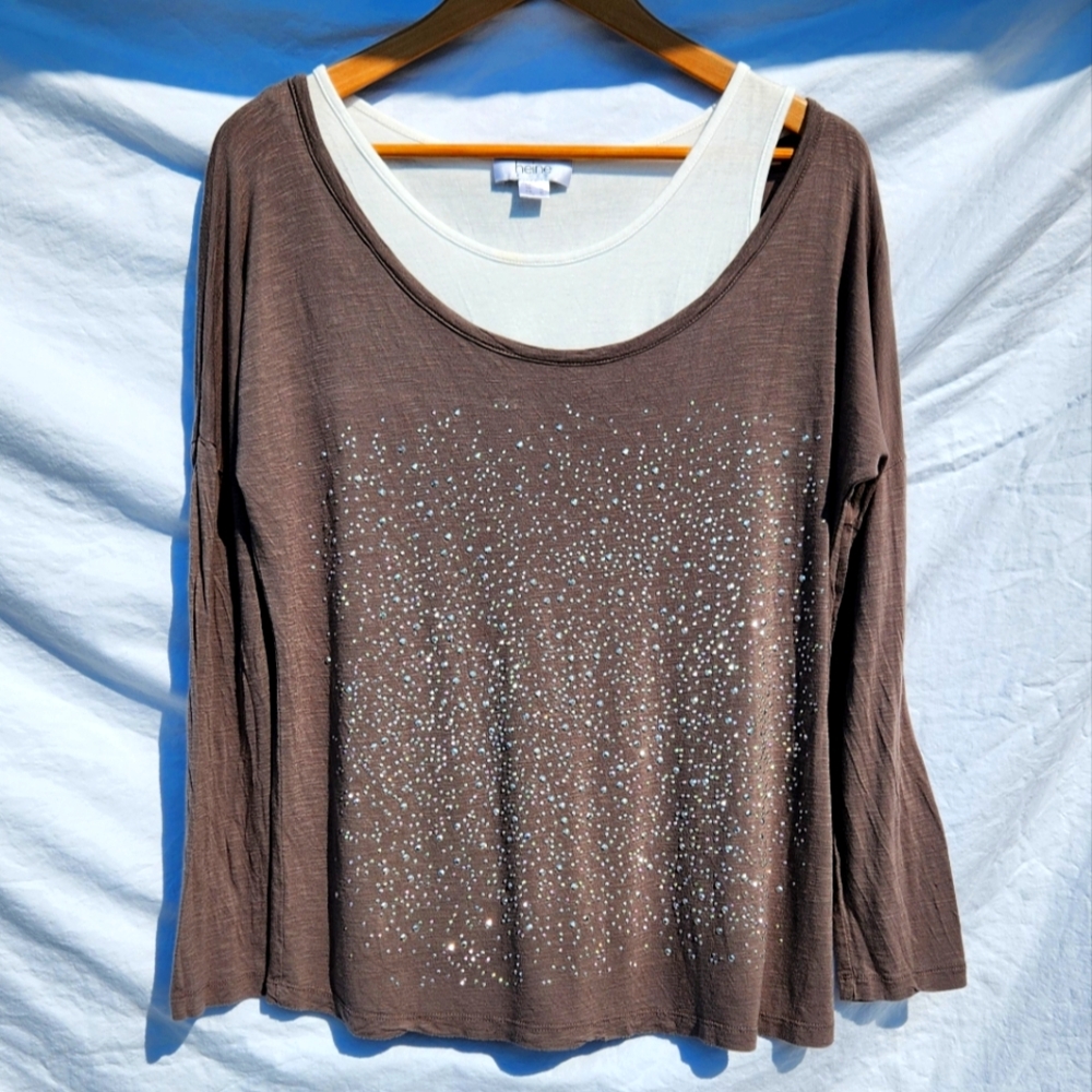 Heine (European Brand) Tan Tunic, Roomy Size Medium To Large Great Shape